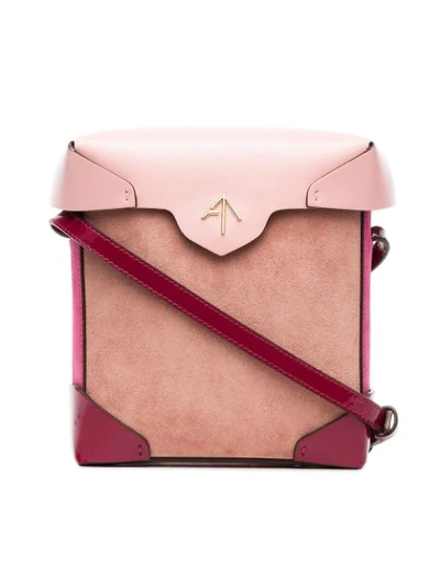 Shop Manu Atelier Pink And Red Mini Pristine Leather Cross Body Bag