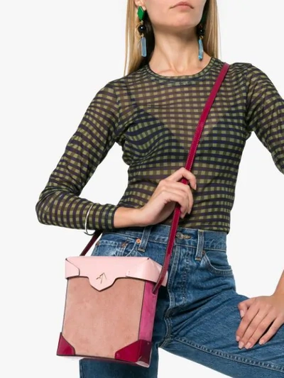 Shop Manu Atelier Pink And Red Mini Pristine Leather Cross Body Bag