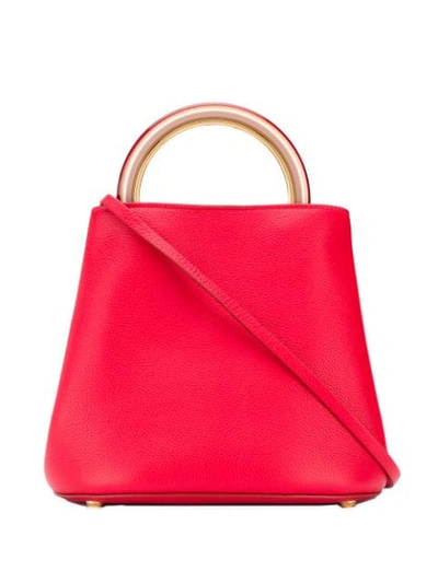 Shop Marni Textured Tote Bag In Red