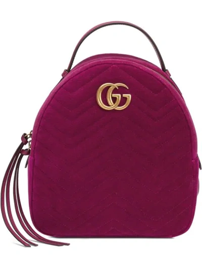 Shop Gucci Gg Marmont Velvet Backpack In Pink