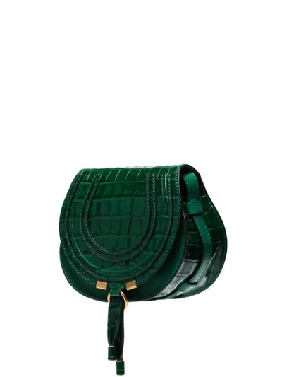 Shop Chloé Marcie Mini Crocodile Effect Crossbody Bag In Green