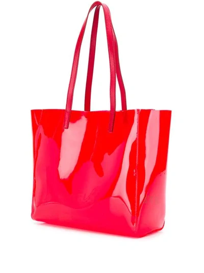 Shop Stella Mccartney Logo Print Small Tote In Red