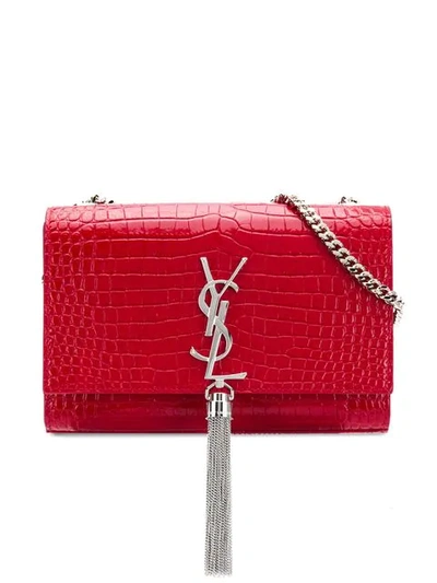 Shop Saint Laurent Kate Tassel Detailed Bag In Red
