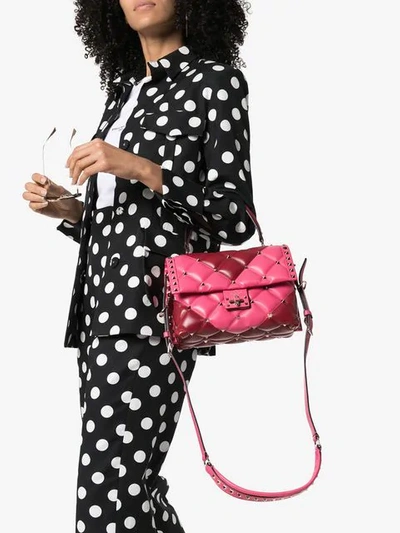 Shop Valentino Pink Garavani Candystud Quilted In Red