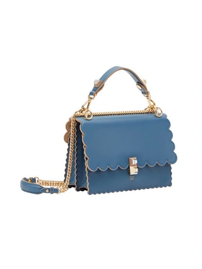 Shop Fendi Blue Kan I Leather Shoulder Bag