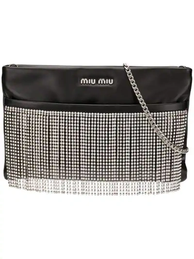 Shop Miu Miu Embellished Crossbody Bag In Black