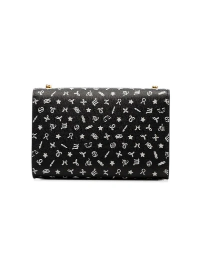 Shop Saint Laurent Black And White Kate Symbol Print Leather Shoulder Bag