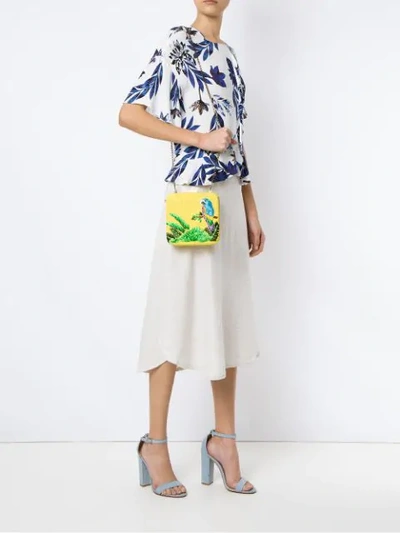 Shop Serpui Embroidered Clutch Bag In Yellow