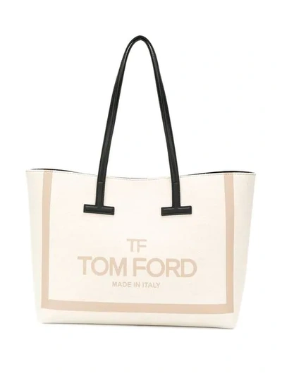 Shop Tom Ford Logo Print Shopper In Neutrals