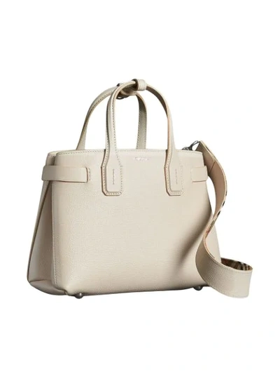 Shop Burberry The Small Banner In Leather In Limestone