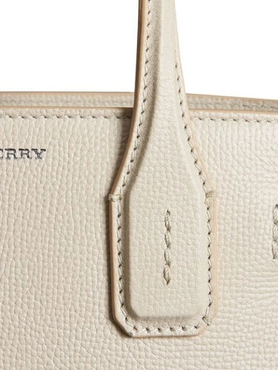 Shop Burberry The Small Banner In Leather In Limestone