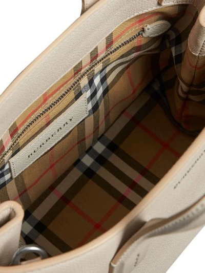 Shop Burberry The Small Banner In Leather In Limestone