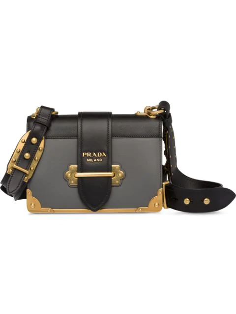 Prada Cahier Leather Shoulder Bag In 