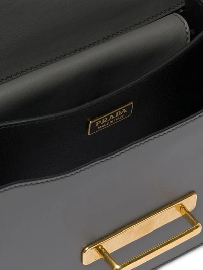 Shop Prada Cahier Leather Shoulder Bag In Grey