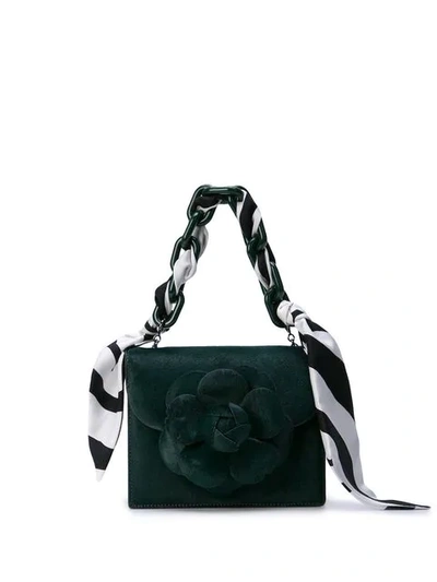 Shop Oscar De La Renta Mini Tro Scarf Shoulder Bag In Green