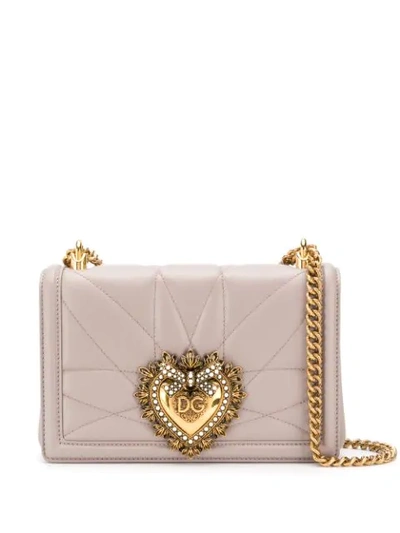 Shop Dolce & Gabbana Devotion Shoulder Bag In Neutrals
