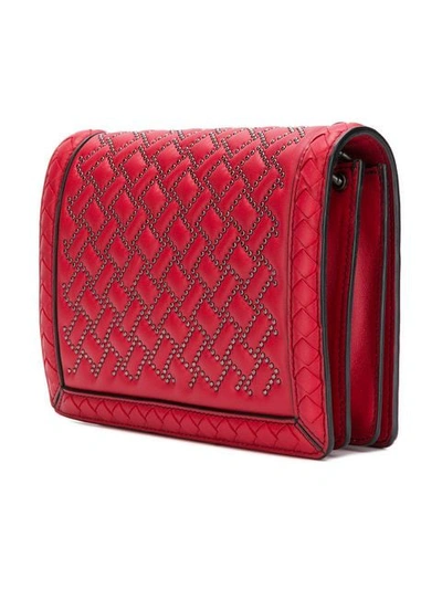 Shop Bottega Veneta Stud Detail Cross Body Bag In 6442 Red