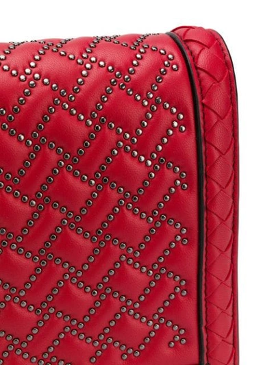 Shop Bottega Veneta Stud Detail Cross Body Bag In 6442 Red