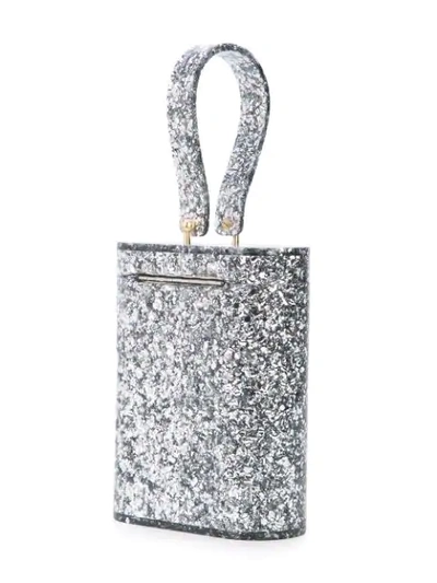 Shop Edie Parker Glitter Box Clutch In Silver