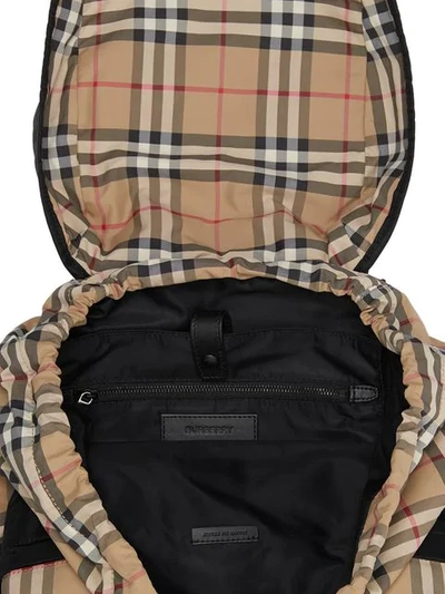 Shop Burberry Logo Print Vintage Check Backpack In Yellow