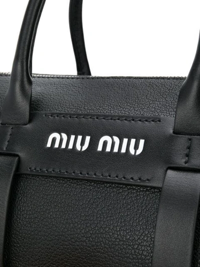 Shop Miu Miu Basket Detail Tote Bag In Black
