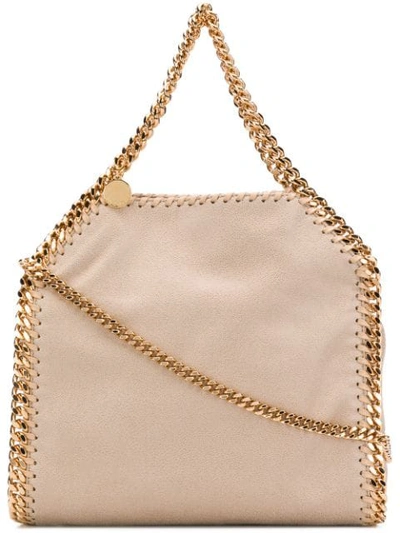 Shop Stella Mccartney Mini Falabella Tote Bag In Neutrals ,gold