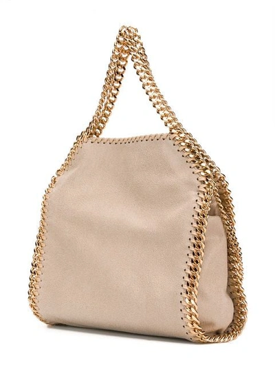 Shop Stella Mccartney Mini Falabella Tote Bag In Neutrals ,gold