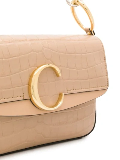 Shop Chloé C Double Small Shoulder Bag In Neutrals