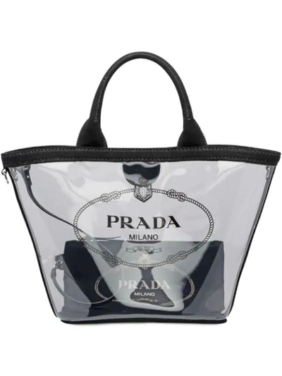 Shop Prada Transparenter Shopper In Black