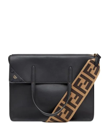 Shop Fendi Large Flip Shoulder Bag In Black