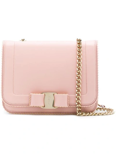 Shop Ferragamo Salvatore  Vara Bow Shoulder Bag - Pink