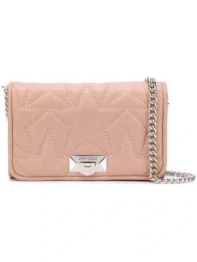 Shop Jimmy Choo Ballet Pink Helia Star Embroidered Leather Clutch