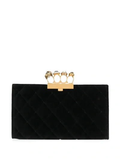 ALEXANDER MCQUEEN JEWELLED FOUR-RING POUCH - 黑色