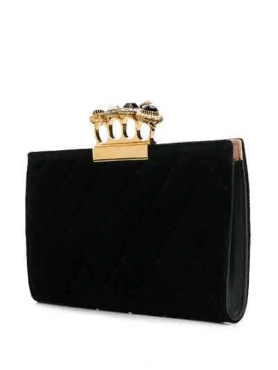 ALEXANDER MCQUEEN JEWELLED FOUR-RING POUCH - 黑色