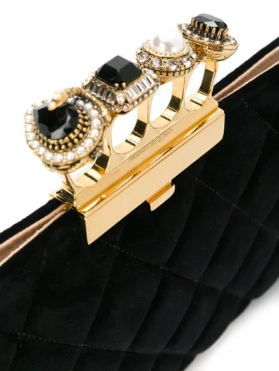ALEXANDER MCQUEEN JEWELLED FOUR-RING POUCH - 黑色