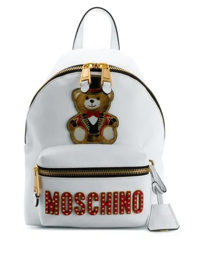 Shop Moschino Bear Logo Backpack In White