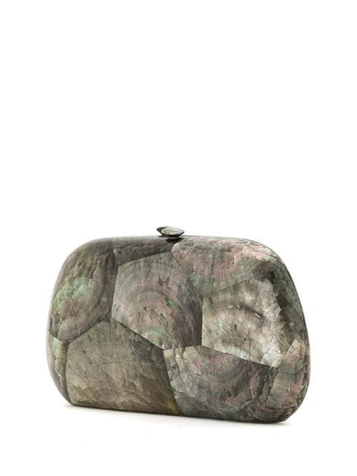 Serpui Cracked Panel Clutch Purse In Black