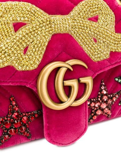 Shop Gucci Gg Marmont Small Velvet Shoulder Bag In Pink