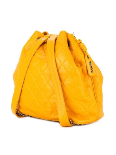 Pre-owned Chanel Cc Chain Backpack Handbag - Yellow