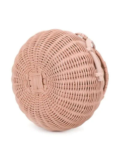 Shop Ulla Johnson Round Woven Crossbody Bag In Blush