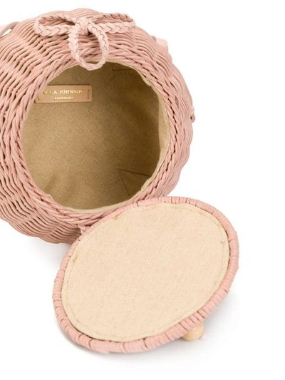 Shop Ulla Johnson Round Woven Crossbody Bag In Blush