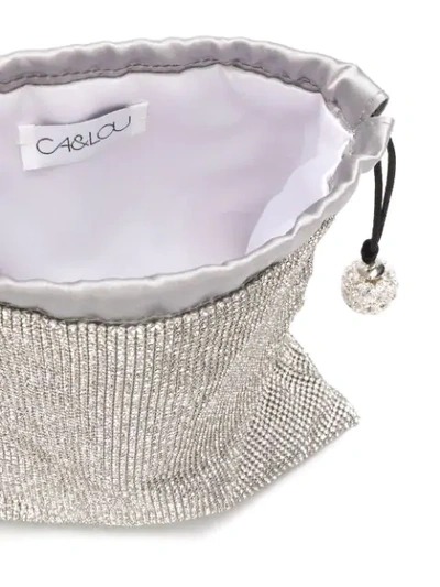 Shop Ca&lou Embellished Drawstring Clutch In Silver
