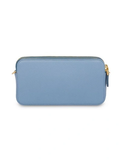 Shop Prada Saffiano Mini Shoulder Bag In Blue