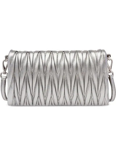 Shop Miu Miu Matelassé Mini Bag In Metallic