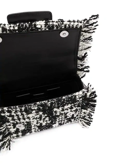 Shop Dolce & Gabbana Dg Fringed Tweed Shoulder Bag In Black