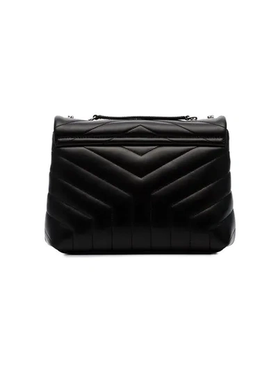 Shop Saint Laurent Black Loulou Small Quilted Leather Crossbody Bag In 1000 -  Black