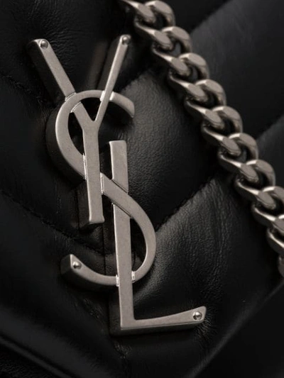 Shop Saint Laurent Black Loulou Small Quilted Leather Crossbody Bag In 1000 -  Black