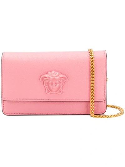 Shop Versace Medusa Head Clutch Bag In Pink