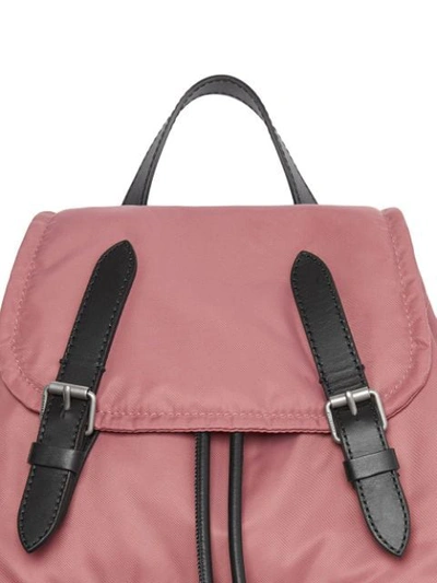 Shop Burberry The Medium Rucksack In Puffer Nylon And Leather In Pink