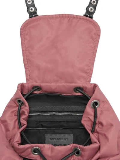 Shop Burberry The Medium Rucksack In Puffer Nylon And Leather In Pink